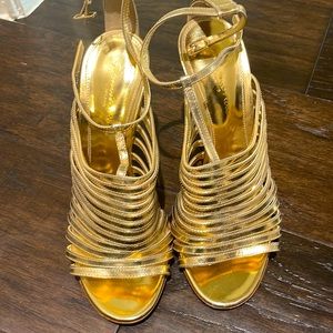 Gianvito Rossi gold strap sandals never worn